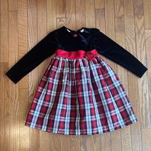 Charming Kids Formal Dress with Black Velvet and Red Plaid